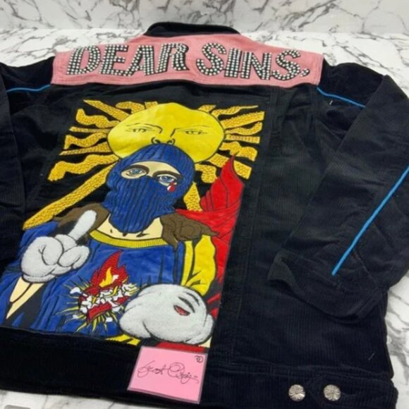 Men’s Frost Dear Sins Black | Pink Corduroy Jacket NWT - Picture 1 of 7
